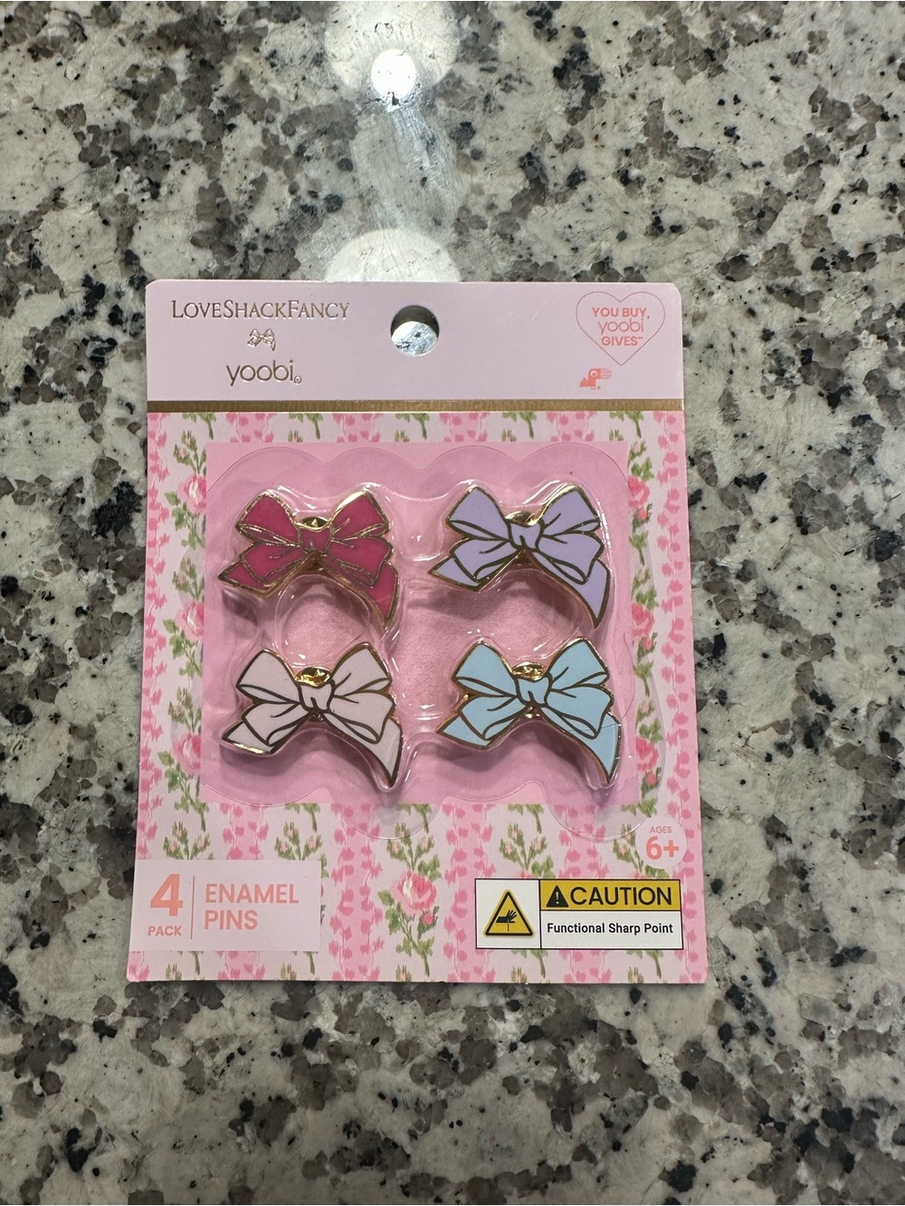 LoveShackFancy Enamel Bow Pin Set - Pink, Lavender, White, Light Blue